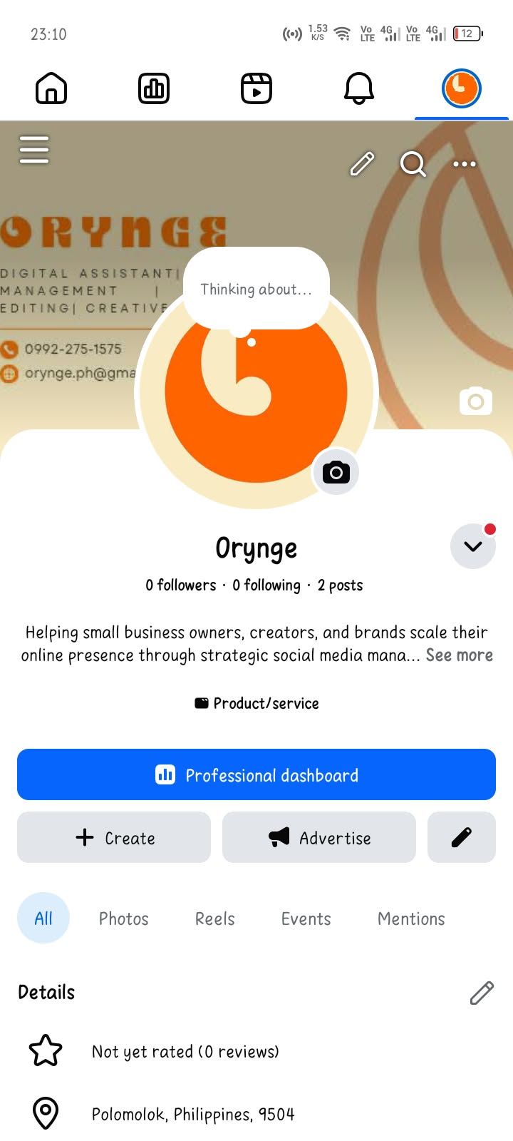Facebook profile photo shown on the phone screen below the Instagram homepage
